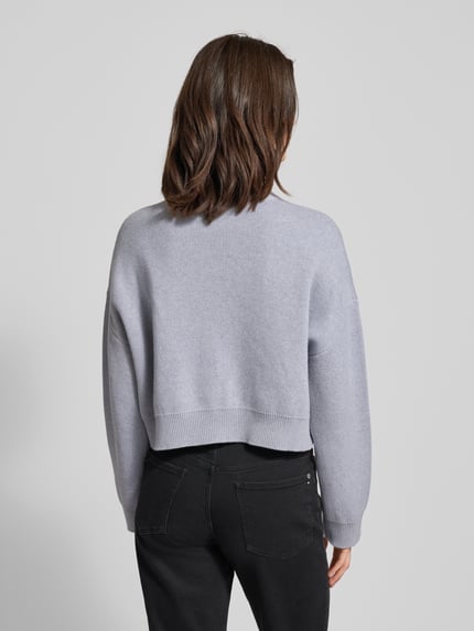 BOSS Orange Relaxed Fit Strickpullover aus reiner Baumwolle Modell 'FINEVRA' Hellgrau 5