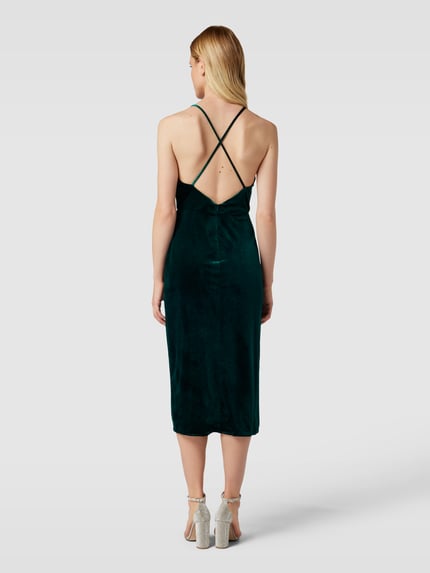 LUXUAR FASHION Knielanges Cocktailkleid mit Wasserfall-Ausschnitt Gruen 5