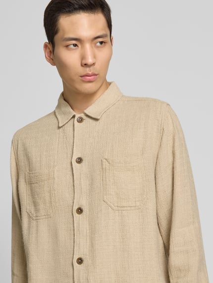 Les Deux Regular Fit Hemdjacke aus Viskose-Leinen-Mix Modell 'Hamilton' Sand 3