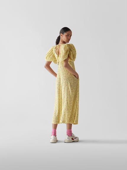 ROTATE Midi-jurk van pure viscose Geel - 5