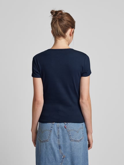 Tommy Jeans T-shirt o kroju slim fit z wyhaftowanym logo Granatowy 5
