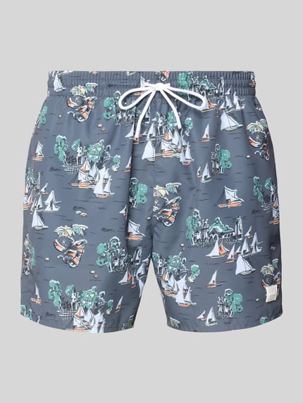 BOSS Badehose mit Allover-Muster Modell 'PIRANHA' Anthrazit 1