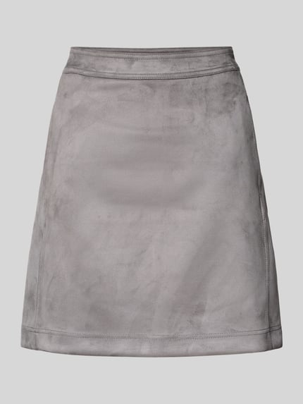 Produktfoto, Minirock in Leder-Optik Modell 'Relvina cozy' von Opus aus grauem Material-Mix mit Stretch-Anteil, gerader Schnitt, glatte Oberfläche