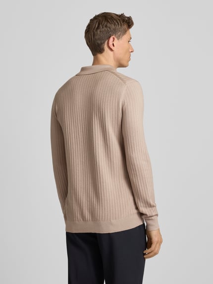 JOOP! COLLECTION Gebreide trui met omgeslagen kraag model 'Galdino' Zand - 5