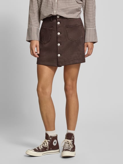 ONLY Mini-rok met knoopsluiting model 'AMAZING-STINA' Chocoladebruin - 4