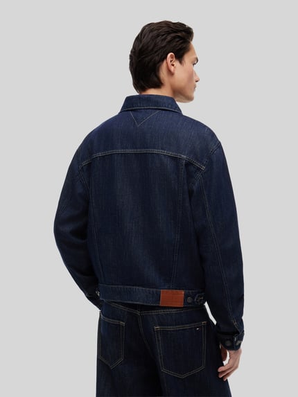 Tommy Jeans Regular Fit Jeansjacke aus Baumwoll-Leinen-Mix Dunkelblau 5