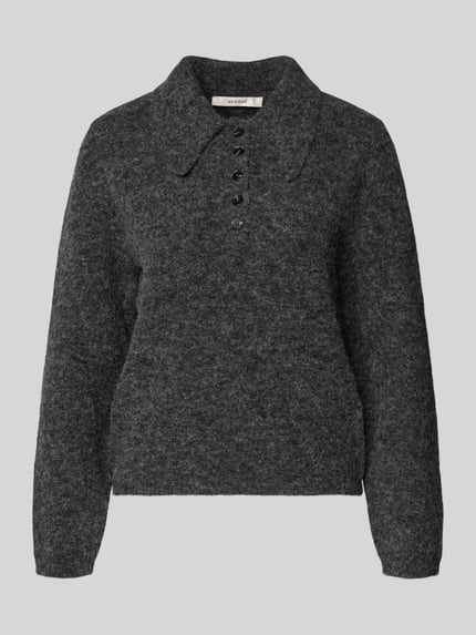 Gestuz Gebreide pullover van mix van wol en alpaca model 'alpha' Antraciet - 2