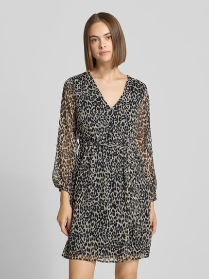 ONLY Getailleerde blousejurk met all-over motief model 'CERA' Zwart - 4