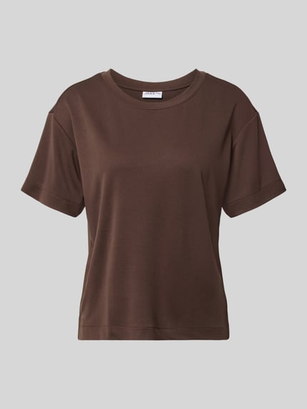 Jake*s Casual Regular Fit T-Shirt aus Modal-Mix Dunkelbraun 2