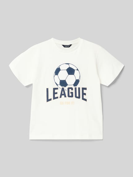 Produktfoto, Regular Fit T-Shirt mit Motiv-Print von Mayoral aus reiner Baumwolle, weiß, Rundhalsausschnitt, Rückenlänge 45 cm bei Größe 116