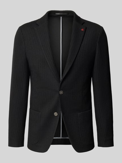 Produktfoto, Slim Fit 2-knoops colbert met opgestikte zakken van ROY ROBSON in zwart, Materiaalmix met scheerwol, Reverskraag, maat 50 Ruglengte 80 cm, Schouderbreedte 40 cm, Mouwlengte 66 cm