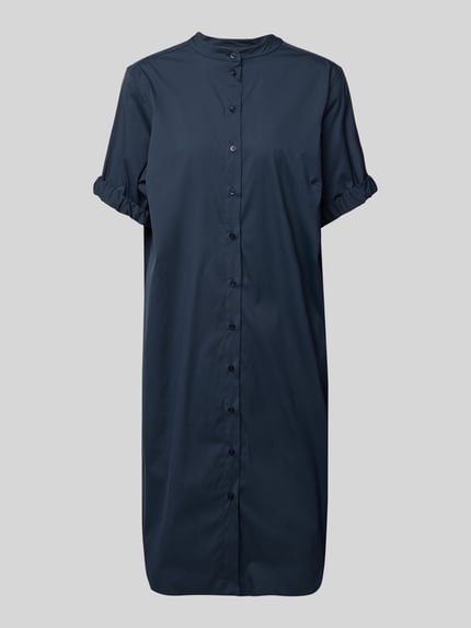 MOS MOSH Knielanges Hemdblusenkleid mit Stehkragen Modell 'Arleth' Marine 2