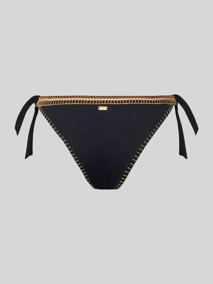 Produktfoto, Bikini-Slip mit Schnürung Modell 'SIMA SANTANY' von Banana Moon, czarny, struktura, elastyczny materiał, kontrastowe przeszycia