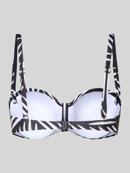 Produktfoto, PLUS SIZE Bikini-Oberteil mit Bügel Modell 'Liv' von LASCANA, czarno-białe wzory, materiał z domieszką stretchu, bandeau fit, usztywniane miseczki, regulowane ramiączka, zapięcie na haczyk