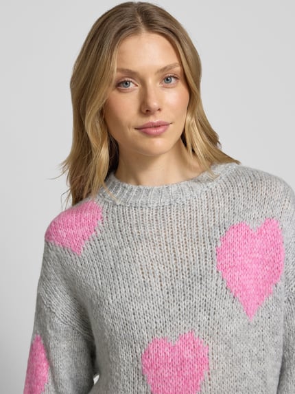 ZABAIONE Gebreide pullover met ronde hals, model 'Bo44nita' Middengrijs - 3
