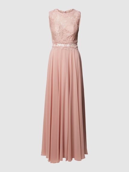 Mascara Abendkleid mit floralen Stickereien Altrosa 2