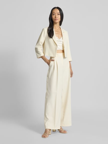 s.Oliver BLACK LABEL Regular fit bandplooibroek met wijde pijpen Offwhite - 1