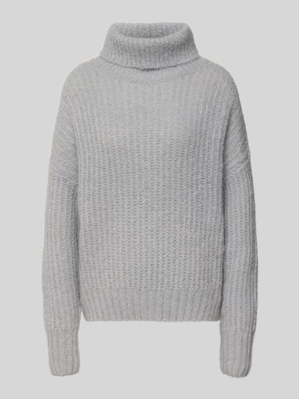 Fynch-Hatton Relaxed Fit Rollkragenpullover aus Alpaka-Mix in Strick-Optik Hellgrau Melange 2