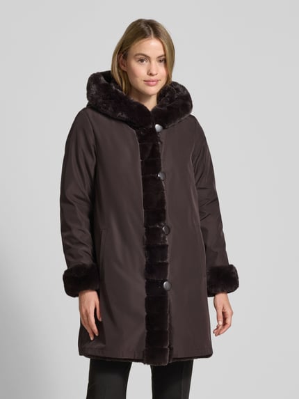 PETITE M. Wendejacke aus Webpelz mit Kapuze und Eingrifftaschen Dunkelbraun 4