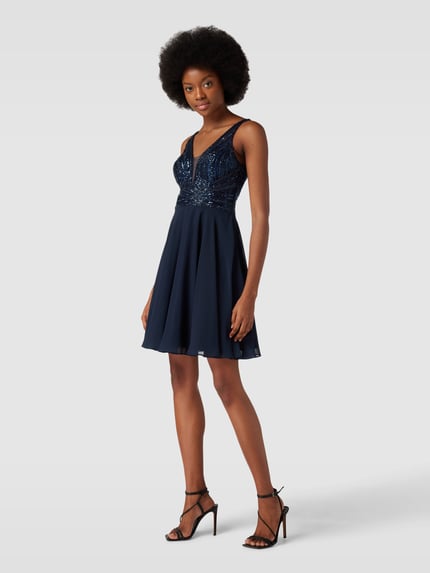 Hey Kyla Cocktailkleid mit Pailletten- und Perlenbesatz Dunkelblau 1