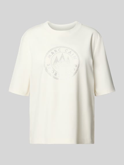 T-Shirt mit Baumwoll-Anteil und Strasssteinbesatz Shop The Look MANNEQUINE