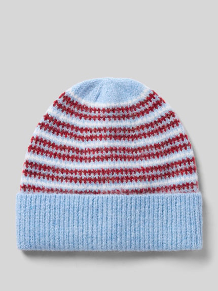 PIECES Mütze mit breitem Rippumschlag Modell 'PCAMONNA' Hellblau Melange 1