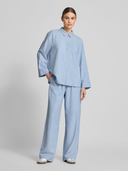 Jake*s Collection Straight leg stoffen broek met structuurmotief Blauw - 1