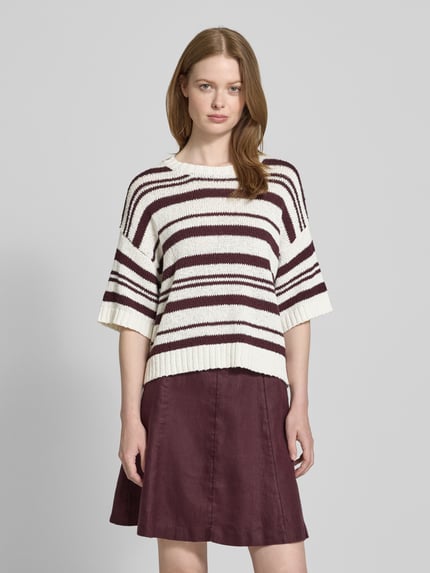 MSCH Copenhagen Gebreide pullover met 1/2-mouwen, model 'Hannalie' Bordeaux - 4