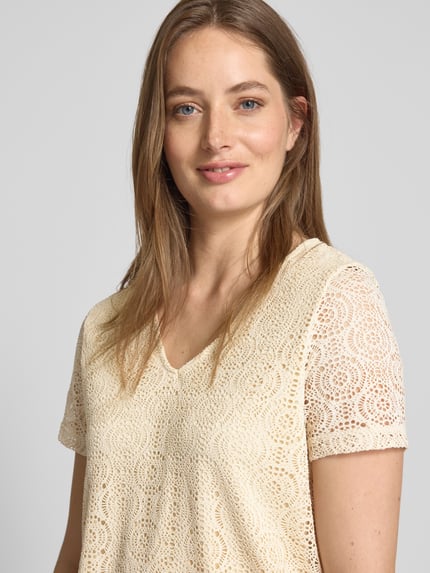 VERO MODA Regular Fit T-Shirt mit Ausbrenner-Effekt Modell 'MAYA' Offwhite 3