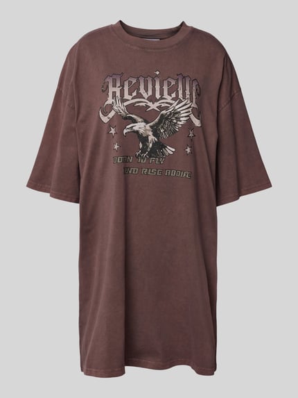 REVIEW Oversized t-shirtjurk in minilengte Donkerbruin - 2