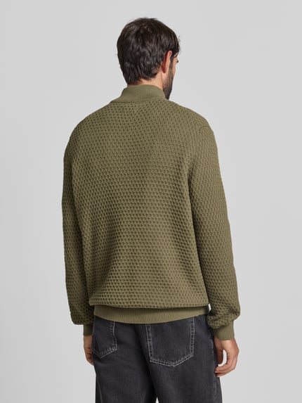 MCNEAL Regular Fit Troyer mit gerippten Abschlüssen Oliv 5