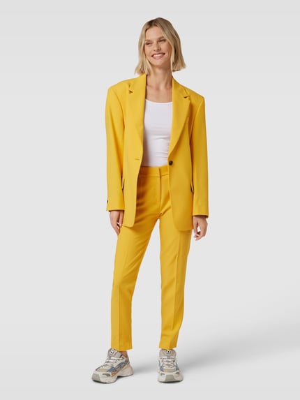 HUGO Regular fit pantalon met bandplooien, model 'Hetana' Donkergeel - 1