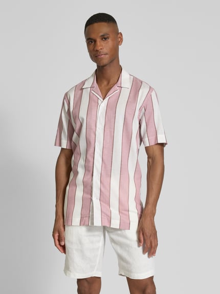 Lindbergh Relaxed Fit Freizeithemd aus Baumwoll-Leinen-Mix Rosa 4