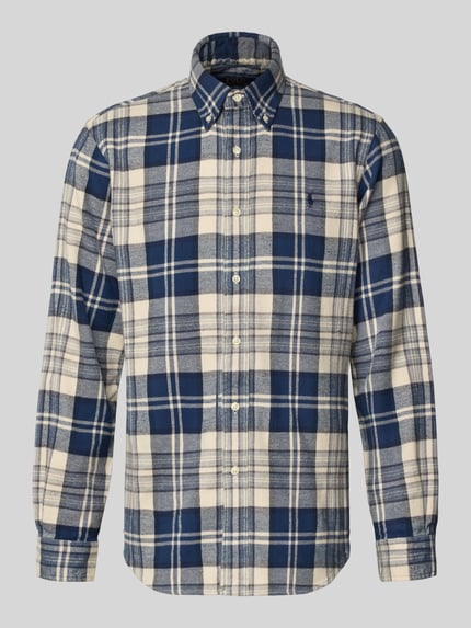 Produktfoto, niebiesko-beżowa koszula casualowa Regular Fit Freizeithemd aus reiner Baumwolle von Polo Ralph Lauren, krata, miękka faktura