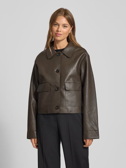 Neo Noir Jacke in Leder-Optik Modell 'Romana' Dunkelbraun 4