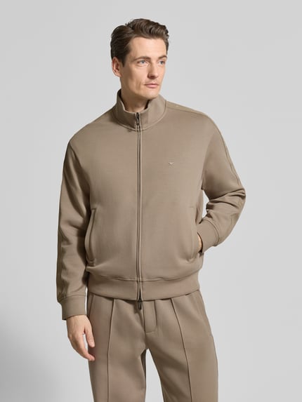 Emporio Armani Sweatjacke mit Stehkragen und Zweiwege-Reißverschluss Taupe 4