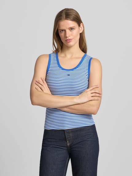 Tommy Jeans slim fit tank top van katoenmix Blauw - 4