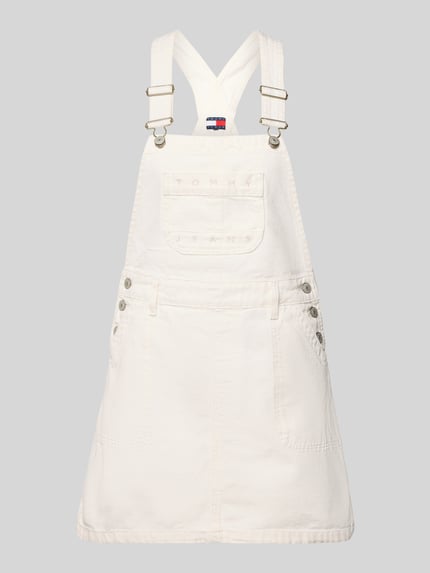 Produktfoto, Leicht ausgestelltes Jeanskleid aus reiner Baumwolle von Tommy Jeans in heller Denim-Optik mit Label-Stitching-Applikation und Brusttasche