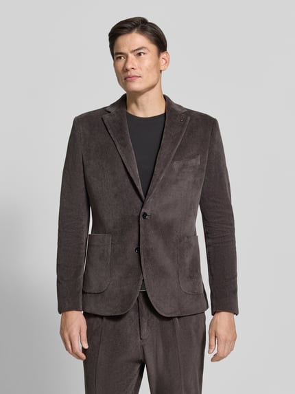 Zuitable Slim Fit Sakko aus Baumwoll-Mix in Cord-Optik Modell 'Nick' Dunkelbraun 4