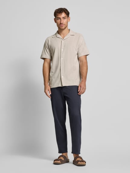 Lindbergh Relaxed fit vrijetijdsoverhemd met reverskraag Offwhite - 1