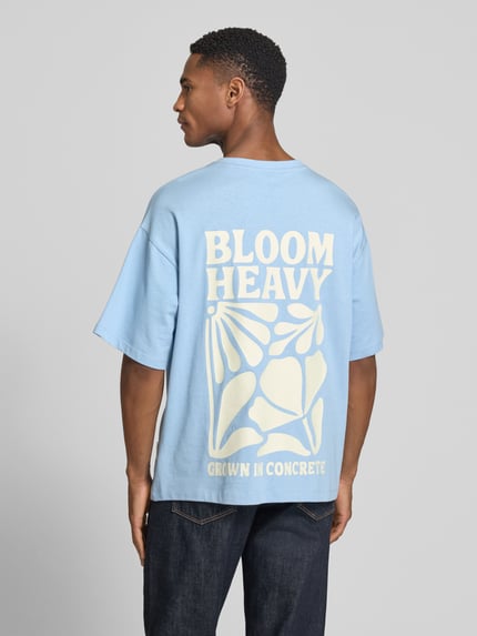 Casual Friday Relaxed Fit T-Shirt mit Statement-Print Modell 'RUDE' Hellblau 5