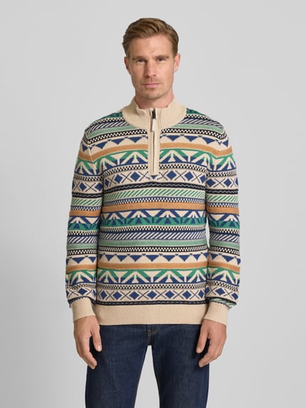 OLYMP Level 5 Gebreide pullover met opstaande kraag Ecru - 4