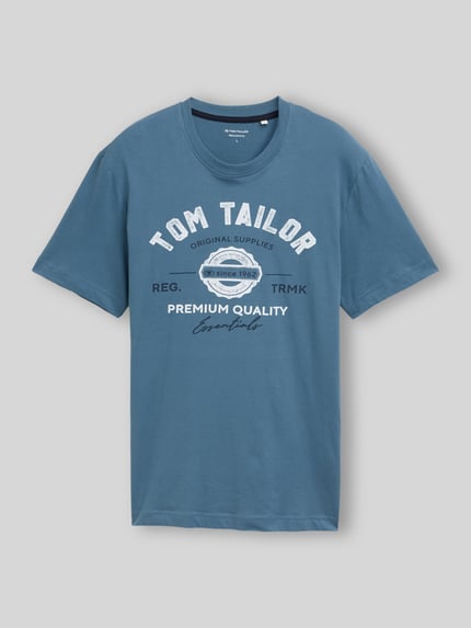 Tom Tailor Regular Fit T-Shirt aus reiner Baumwolle Blau 2