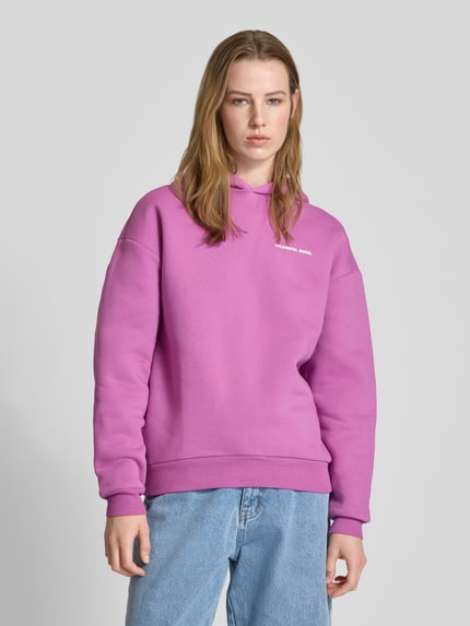 Colourful Rebel Bluza o kroju relaxed fit z kapturem i detalem z logo Fuksjowy 4