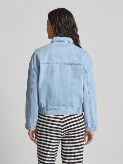 Moves Jeansjack met blinde knoopsluiting, model 'Sikorie' Jeansblauw - 5