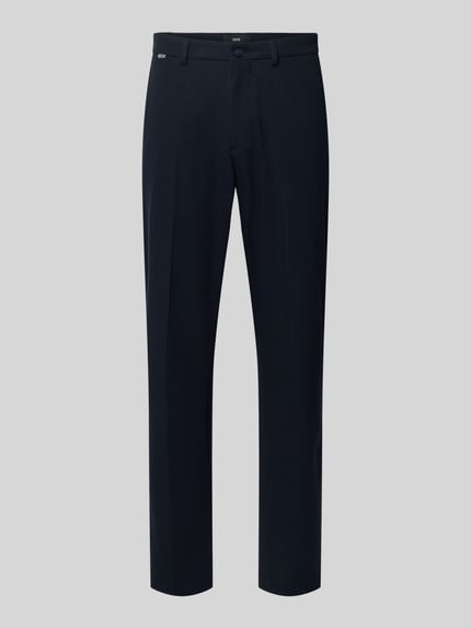 Produktfoto, Hose mit Label-Detail Modell 'LAZO' von CINQUE in Dunkelblau, Material-Mix mit Viskose, schmaler Schnitt, glatte Textur