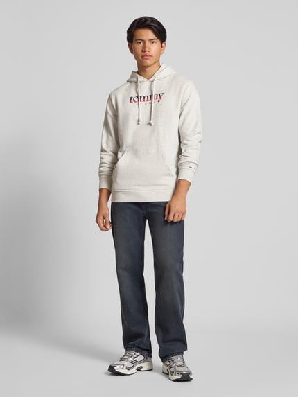 Tommy Jeans Regular Fit Hoodie aus reiner Baumwolle Hellgrau Melange 1