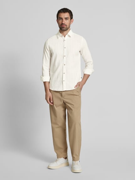 s.Oliver RED LABEL Regular Fit Freizeithemd aus Leinen-Baumwoll-Mix Weiss 1