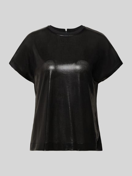 MOS MOSH T-shirt in leerlook, model 'Nicola' Zwart - 2
