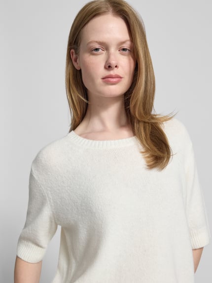 Milano Italy Sweter z dzianiny o kroju oversized z okrągłym dekoltem Złamany biały 3